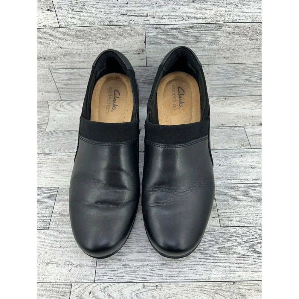 Clarks Collection Ultimate‎ Comfort Black Leather Slip On Loafers Women Sz 6.5M